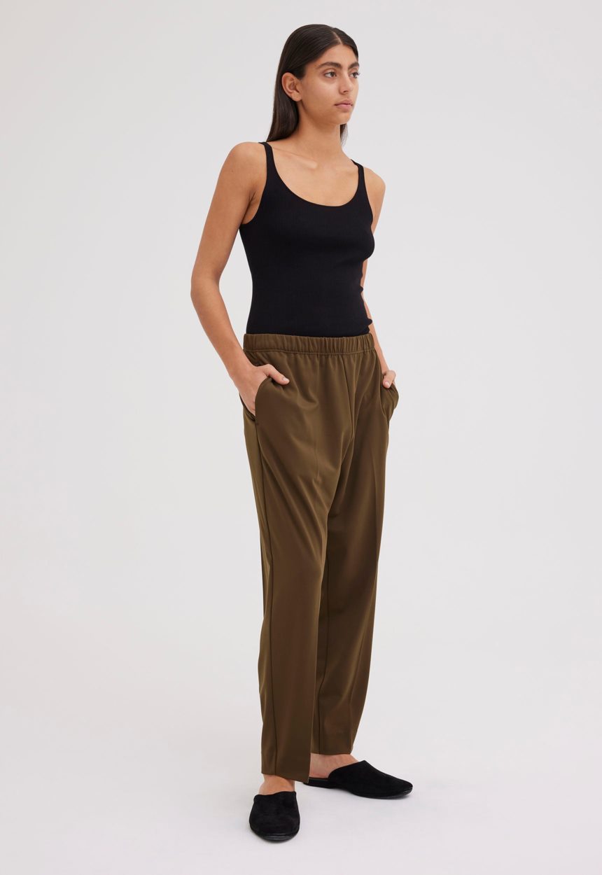 Jac + Jack Wells Elasticated Pant - Dark Olio Green